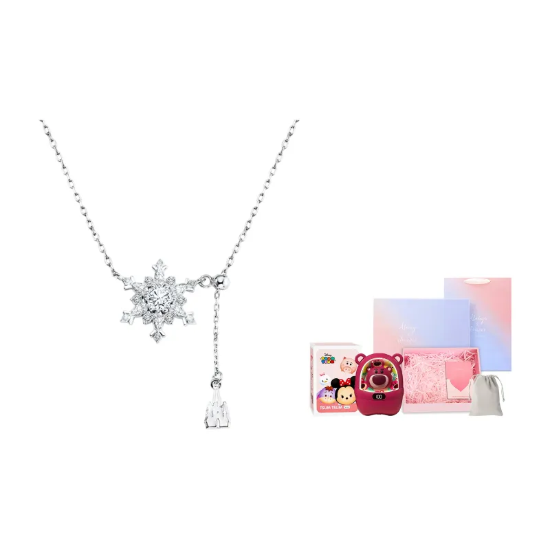 Disney S925 Silver Snowflake Necklace Women's-34