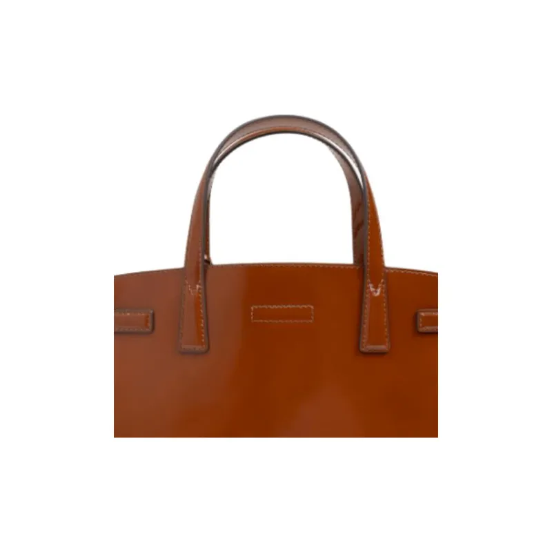 TORY BURCH Robinson Patent Leather One Shoulder Handbag Trumpets Women's Brown-4