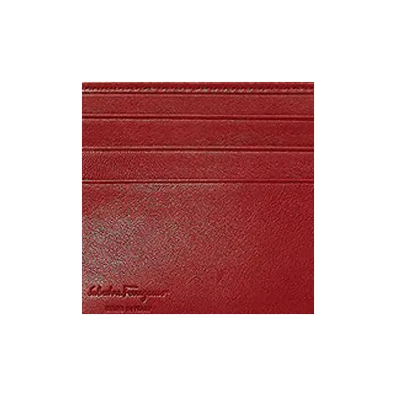 FERRAGAMO GANCINI Stamped Calfskin Wallet Unisex Black-4