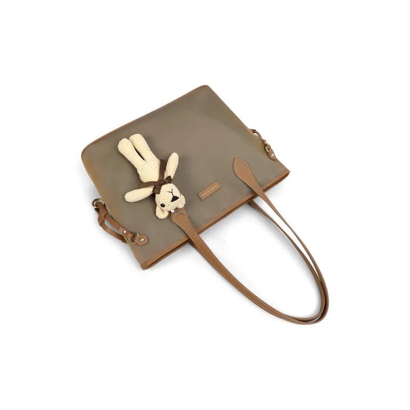 PT'SON Fabric Tote Bag, Shopping Bag, Underarm Bag, Shoulder Bag Women's Khaki-4