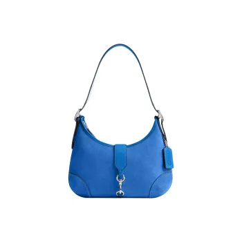 COACH Hamptons Suede Hobo Bag Shoulder Bag Medium Size Women's Blue
