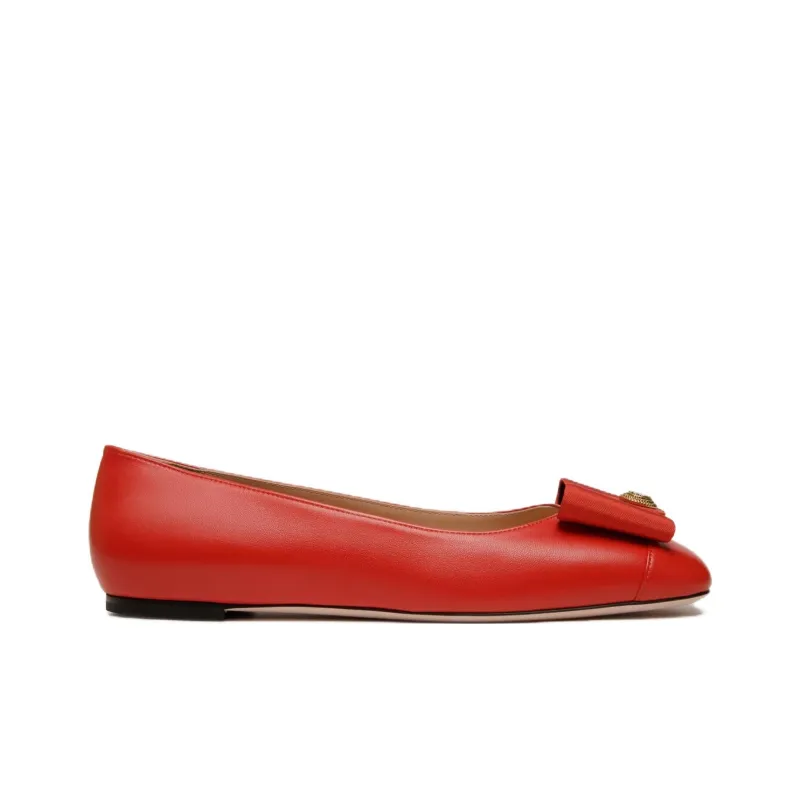 BALLY B Bow Casual Single Shoes Women's Red-1