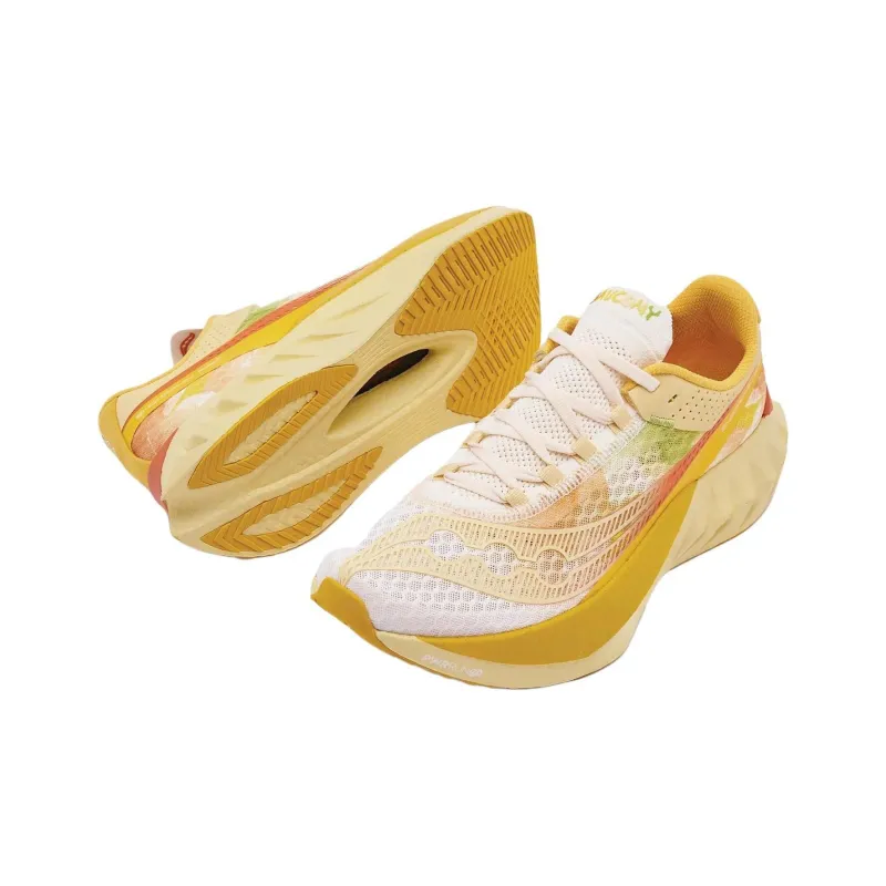 Saucony Endorphin Pro 4 Cushioned Slip Resistant Low Top Running Shoes Men's Beige Yellow-3