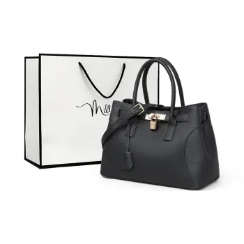 MILLIE'S Cow Leather With Synthetic Leather Shoulder Bag, Crossbody Bag, Handbag Women's Black