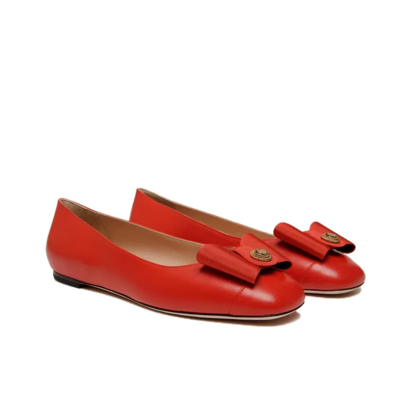 BALLY B Bow Casual Single Shoes Women's Red-2