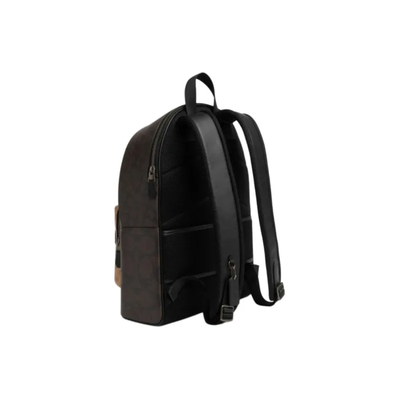 COACH West Artificial Leather Backpack Large Size Men's Walnut & Brown Yellow-1