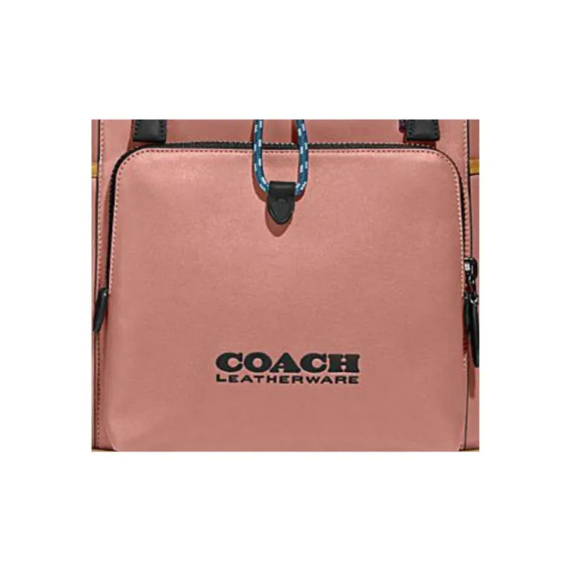 COACH League Cow Leather Backpack Large Size Men's Pink & Yellow-2