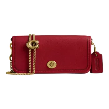 COACH Dinky Glove Tanning Shoulder Bag Mini Women's Brass & Rubies