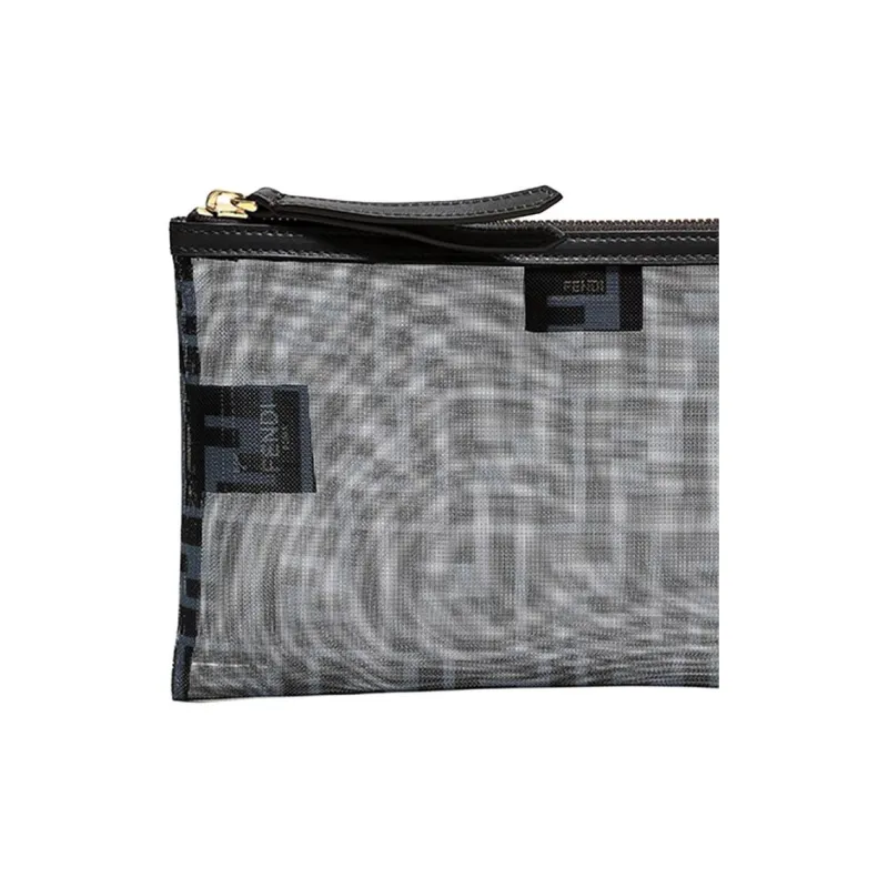 FENDI Fabric Toiletry Bag Small Size Women's Blue-4