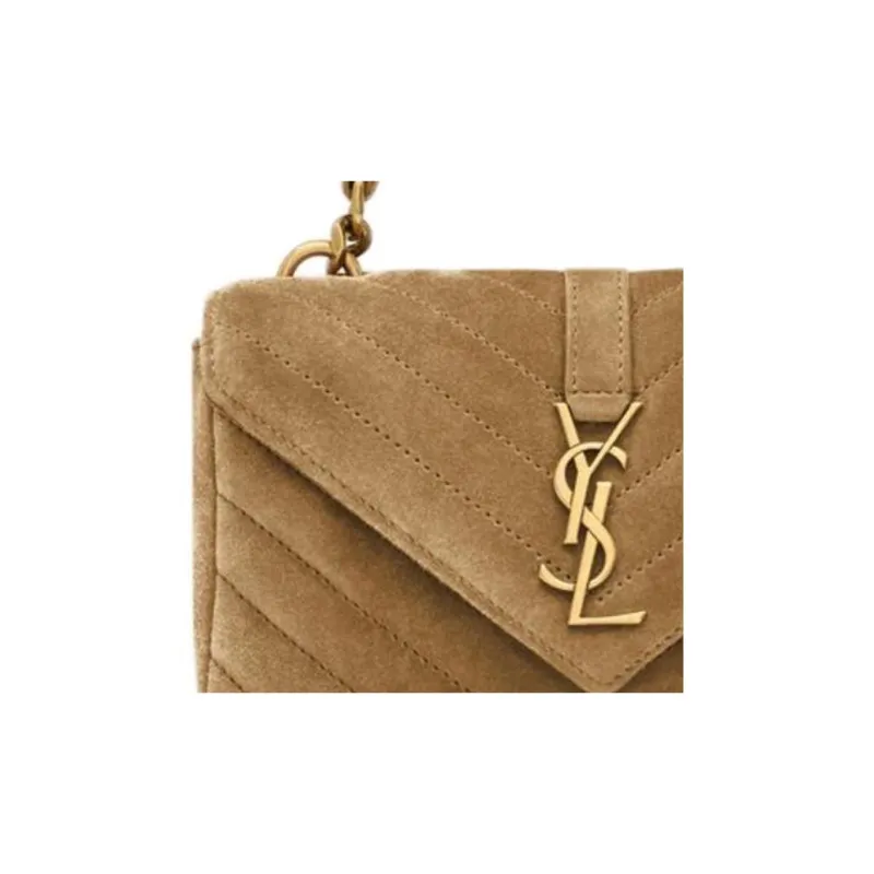SAINT LAURENT College Split Cow Leather One Shoulder Handbag Mini Women's Golden Leaf-6