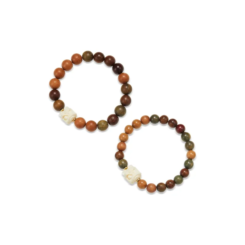 Gianina Golden Sandalwood Wooden Bracelets Unisex-7