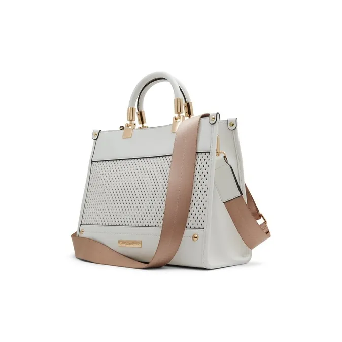 ALDO Artificial Leather Handbag Medium Size Women's White/Dark Beige-1