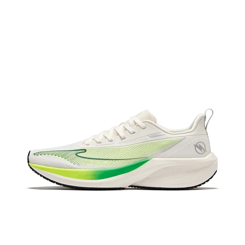 Erke Cushioning Lightweight Rebound Low Top Training Running Shoes Men's White Green-0