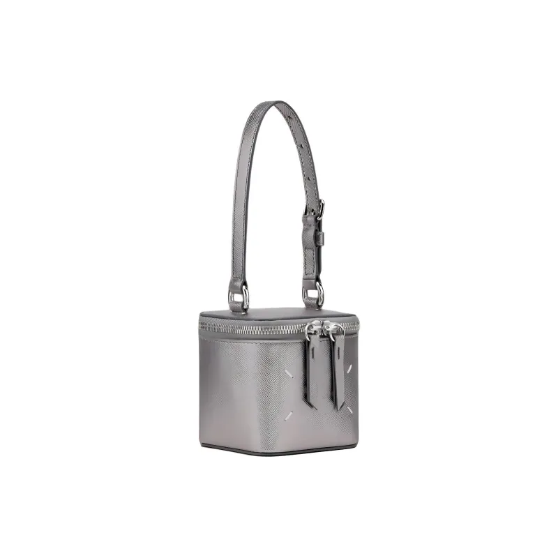 Maison Margiela Calfskin Handbag, Shoulder Bag Regular Women's Metallic Gray-1