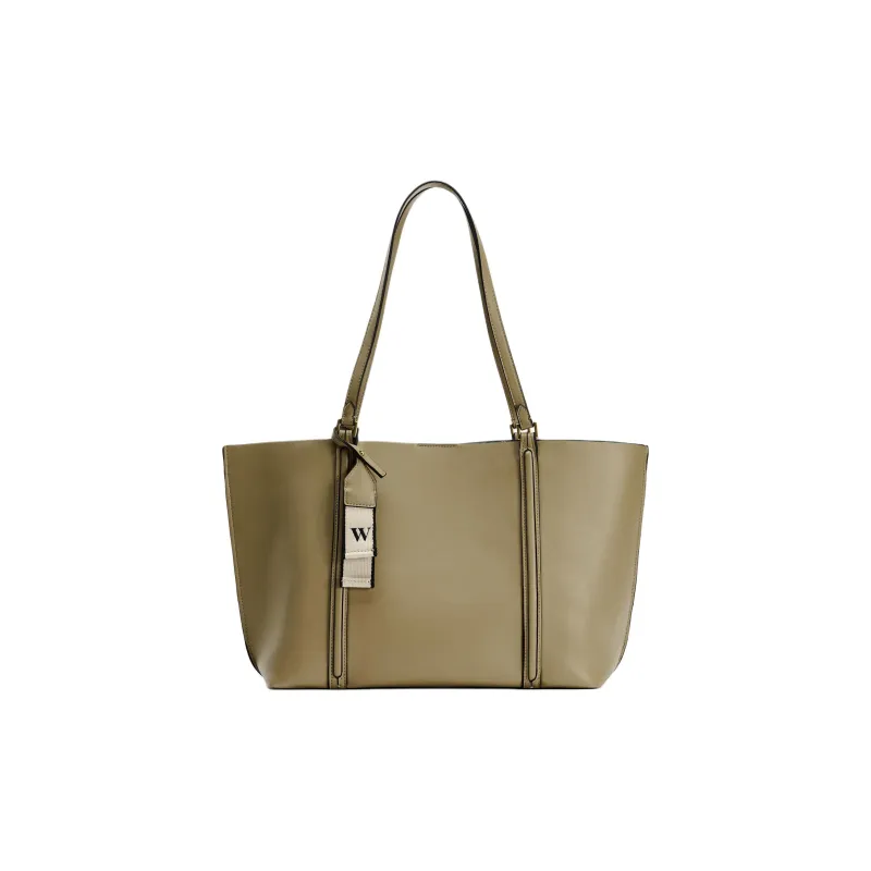 ZARA PU Tote Bag Shopping Bag Handbag Shoulder Bag Women's Green-0