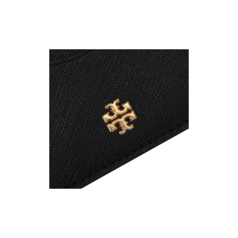 TORY BURCH Emerson Leather Card Holder Women's Black-4
