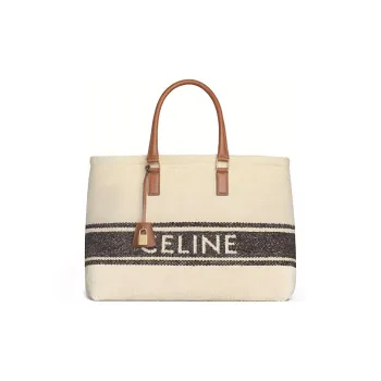 CELINE Cabas Cow Leather Handbag Shoulder Bag Tote Regular Women's Candy Color Beige