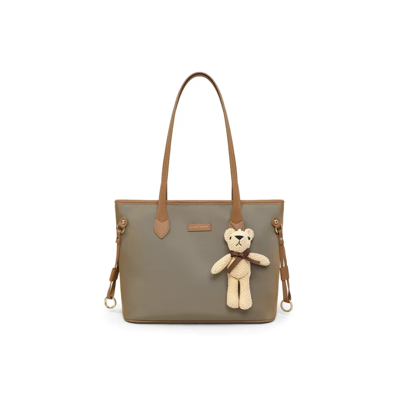 PT'SON Fabric Tote Bag, Shopping Bag, Underarm Bag, Shoulder Bag Women's Khaki-3
