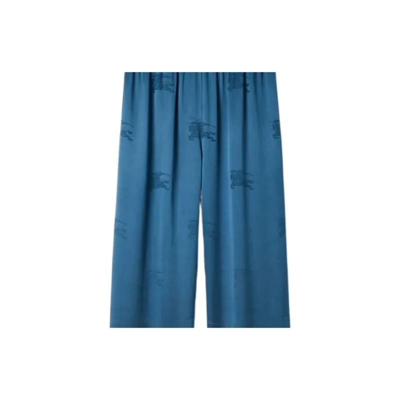 Burberry Logo Jacquard Wide Leg Trousers 'Muted Navy'-4