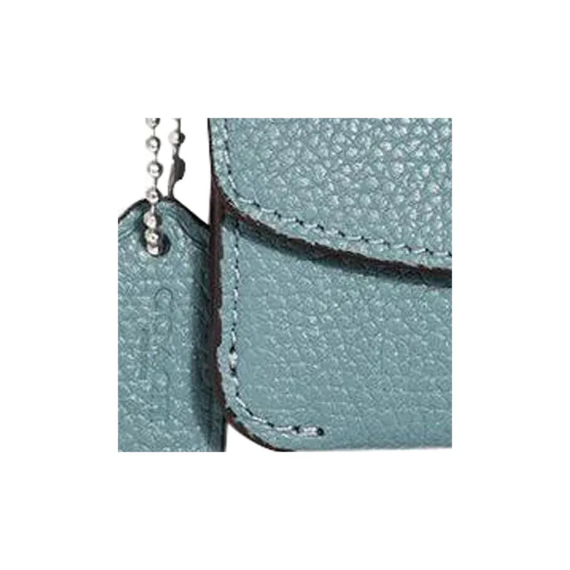 COACH Pebbled Leather Clutch Coin Purse Mini Women's Blue-4
