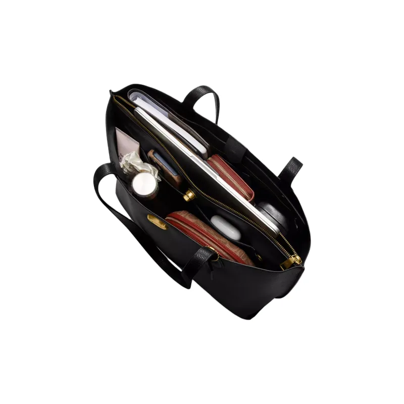 COACH Willow Polished Pebble Leather Tote Bag, Shopping Bag, Shoulder Bag Large Size Women's Brass & Black Stone-3