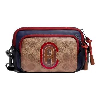 COACH Pacer Classic Logo Coated Shoulder Bag Crossbody Bag Small Size Women's Mixed Marine Blue