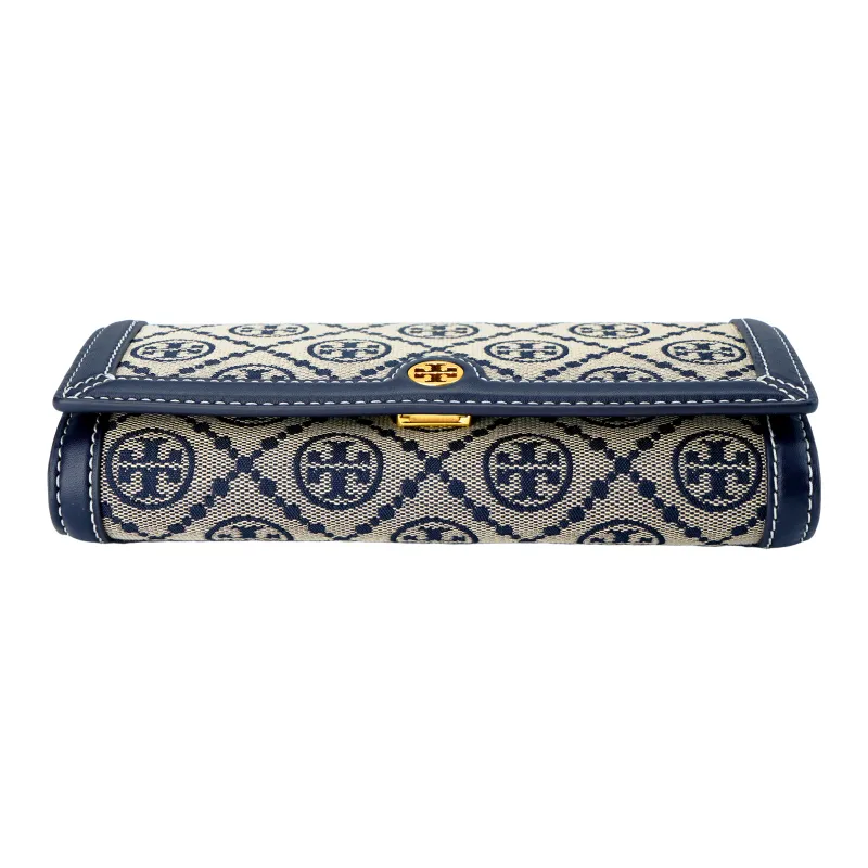 TORY BURCH T Monogram Leather With Fabric Money Clip Crossbody Bag Shoulder Bag Regular Women's Marine Blue-3
