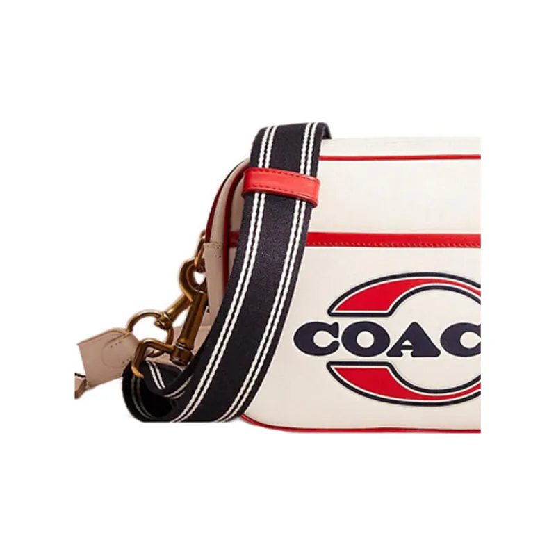 COACH Flight Leather Shoulder Bag, Crossbody Bag Medium Size Women's White-3
