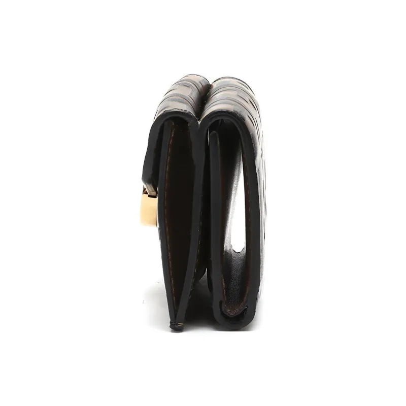 FENDI Calfskin Wallet Women's Brown/Black-2