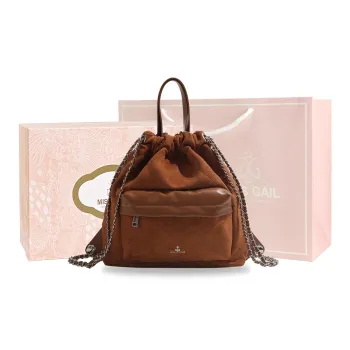MISS GAIL Artificial Leather Bonded PU One Shoulder Portable Backpack Large Size Women's Matte Brown