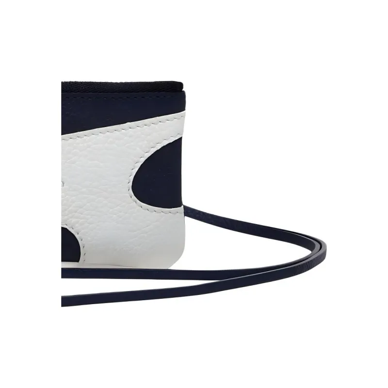 FERRAGAMO Stamped Calfskin Handheld Card Holder Men's Optical White & Midnight Blue-4