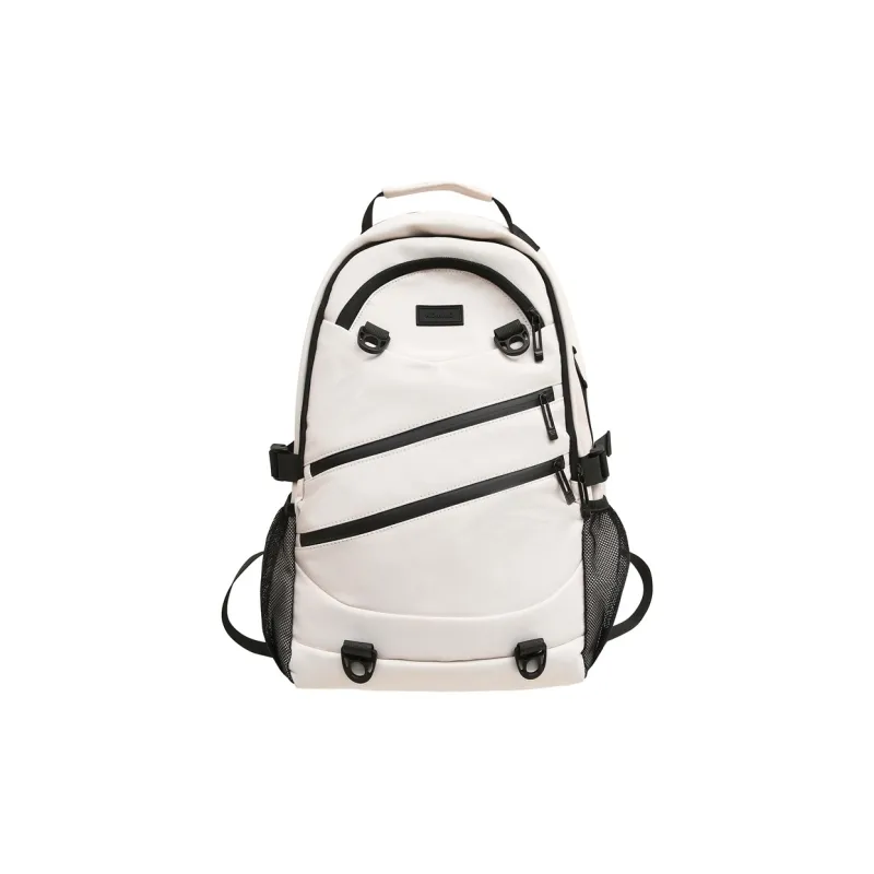 NOMK Nylon Backpack Unisex Black/White/Gray/Red/Brown-1