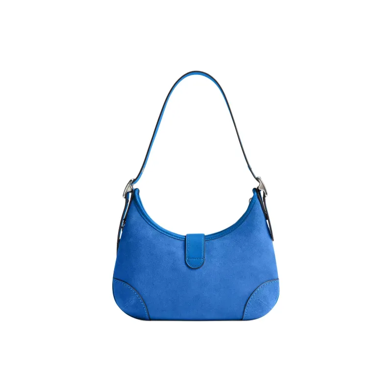COACH Hamptons Suede Hobo Bag Shoulder Bag Medium Size Women's Blue-2