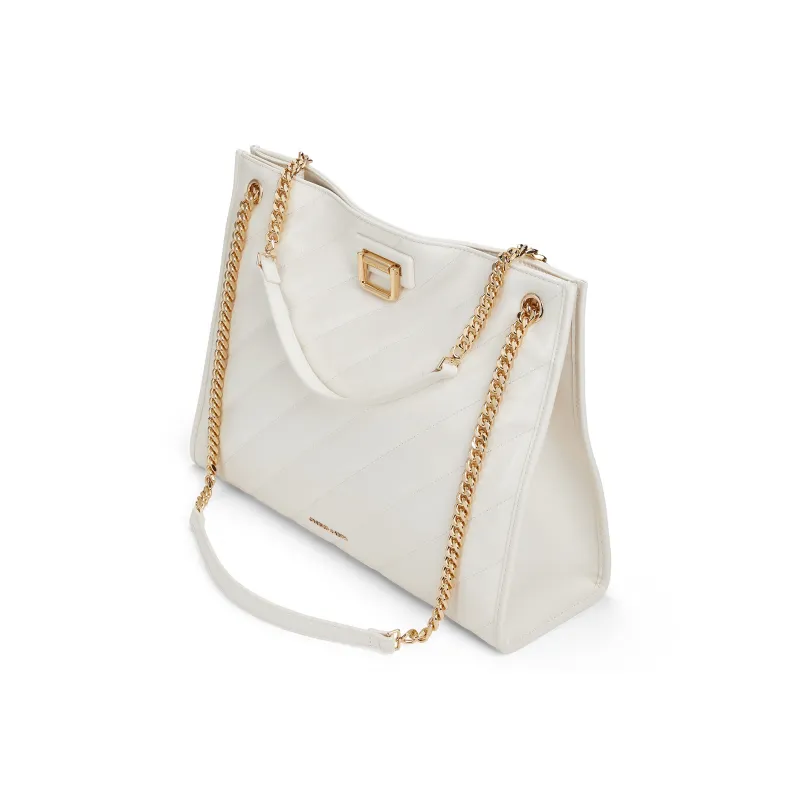 CHARLES&KEITH PU Shoulder Bag Large Size Women's Black/Milk White/Fuchsia-12