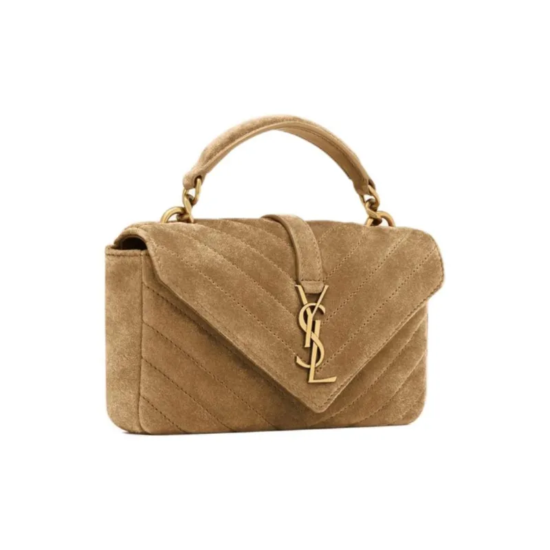 SAINT LAURENT College Split Cow Leather One Shoulder Handbag Mini Women's Golden Leaf-1