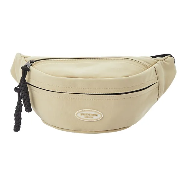 SEM/R Polyester Crescent Bag Asymmetrical Shoulder Bag Shoulder Bag Sling Bag Small Size Unisex Ecru/Black-18