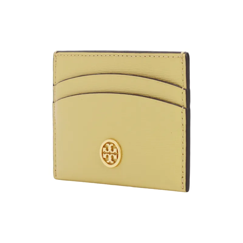 TORY BURCH Robinson Leather Card Holder Women's Yellow-1