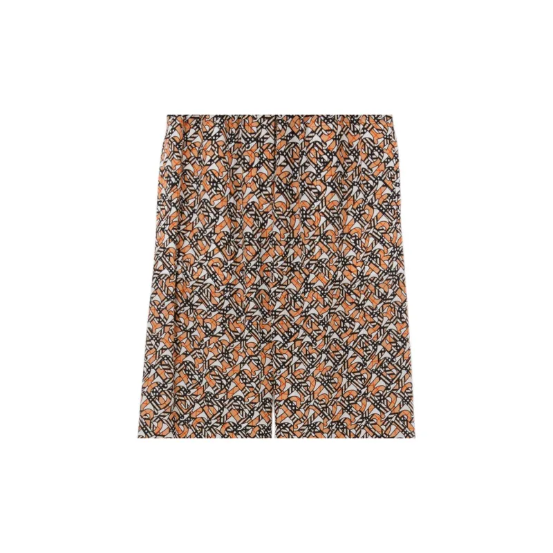 Burberry Monogram Print Silk Wide Leg Trousers Orange Multi-4