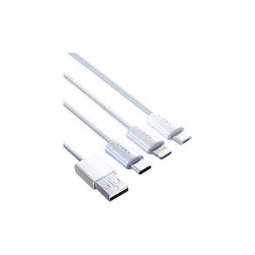 Lisen 3-in-1 Woven Ice Core Flash Charging Cable 1 Meter One Drags Three All-in-one Safe And Fast Charging Cables