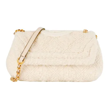 TORY BURCH Fleming Soft Circle Fabric With Leather Shoulder Bag Crossbody Bag Mini Women's Cream White