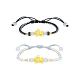 S999 Fine Silver-Bright Moon Chinese Auspicious Animal Bracelet (Blue+Black)