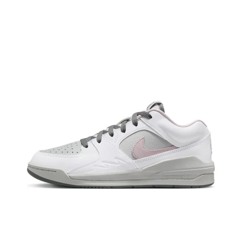 Jordan Stadium 90 Anti-Slip Wear-Resistant Low-Top Basketball Shoes Women's White Gray Pink-0