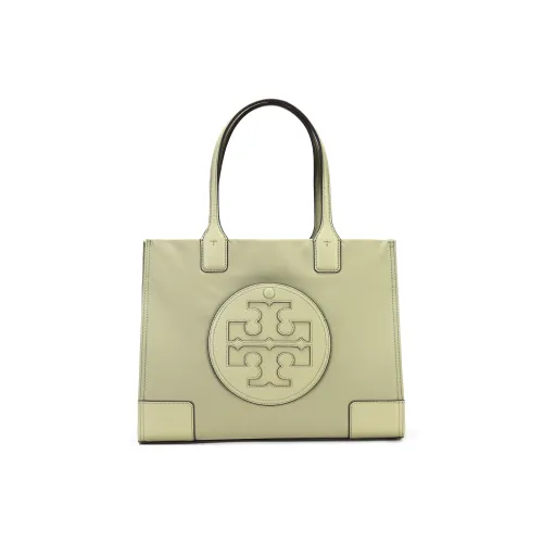 TORY BURCH Ella Fabric Artificial Leather Tote Bag Shopping Bag Shoulder Bag Handbag Small Size Women's Olive Green