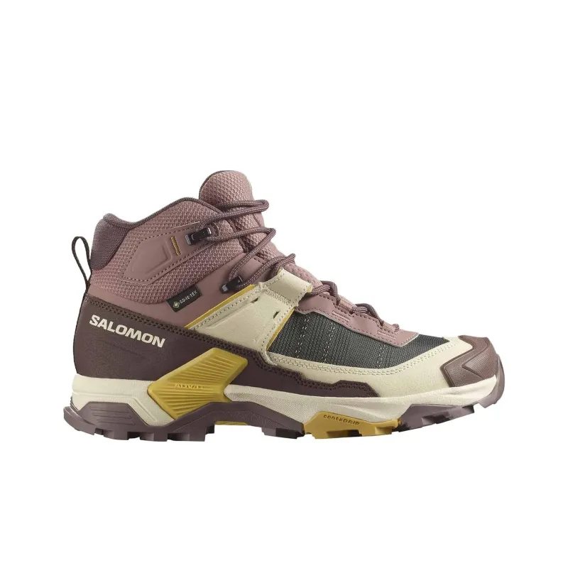 SALOMON X ULTRA 5 Anti-Slip Wear-Resistant Mid-Top Hiking Shoes Women's Beige Umber-1