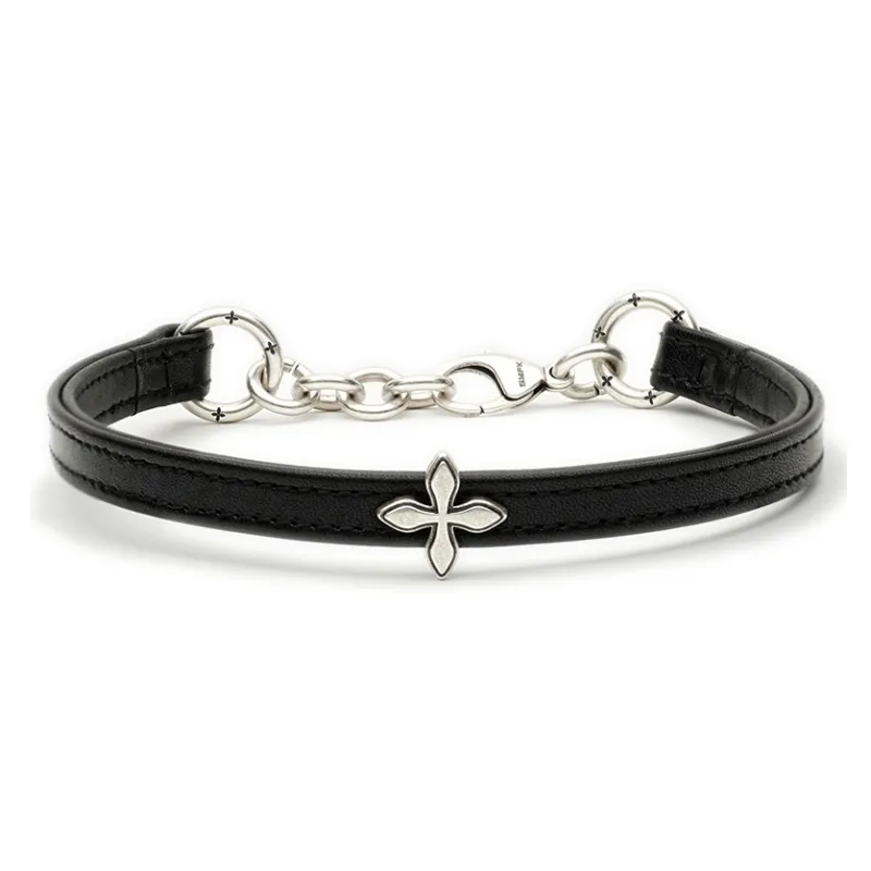 SMFK Cow Leather Choker Necklace Women's Wilderness Black-0