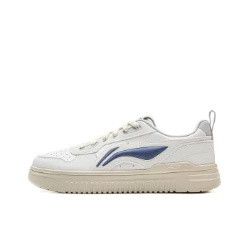 LiNing Slip Resistant Cushioning Rebound Low Top Casual Shoes Men's White Blue