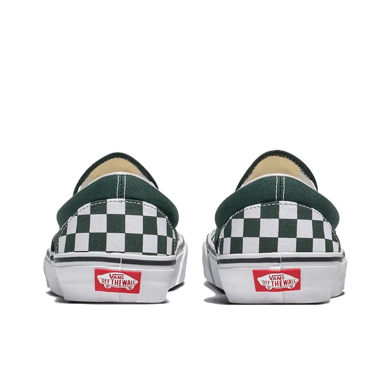 Vans Classic Slip On Checkerboard Scarab Green White-2