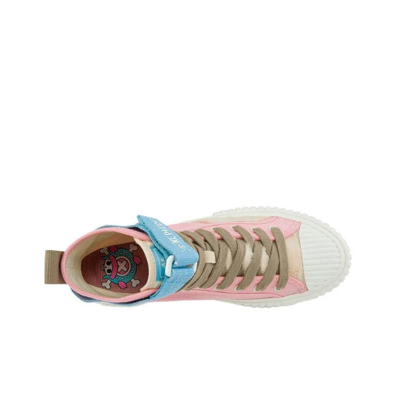 Kappa One Piece Abrasion-Resistant High-Top Canvas Shoes Unisex Pink Blue-2