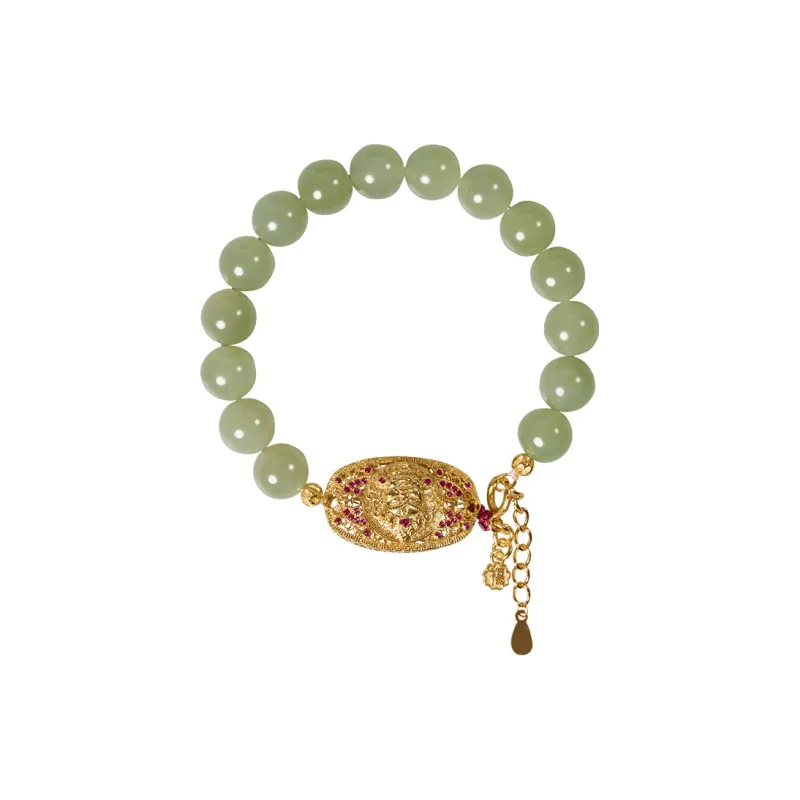 Long Fu Hetian Jade Bracelets Green Jade Women's-0