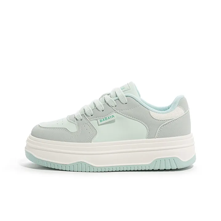 Babaya Anti Slip And Wear Resistant Lightweight Low Top Skateboard Shoes Women's Gray Green-0